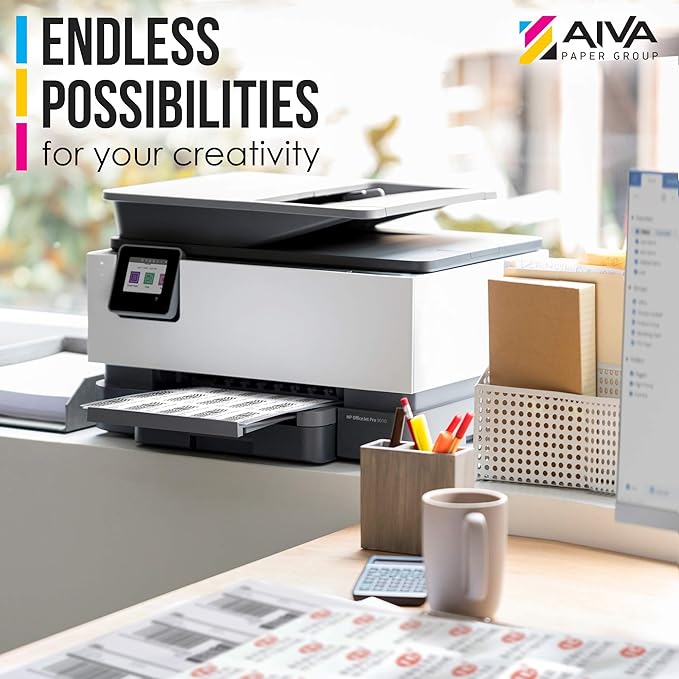 Printable Vinyl Sticker Paper for Laser Printer - Glossy White - 200 Self-Adhesive Sheets - Waterproof Decal Paper - Standard Letter Size 8.5"x11"