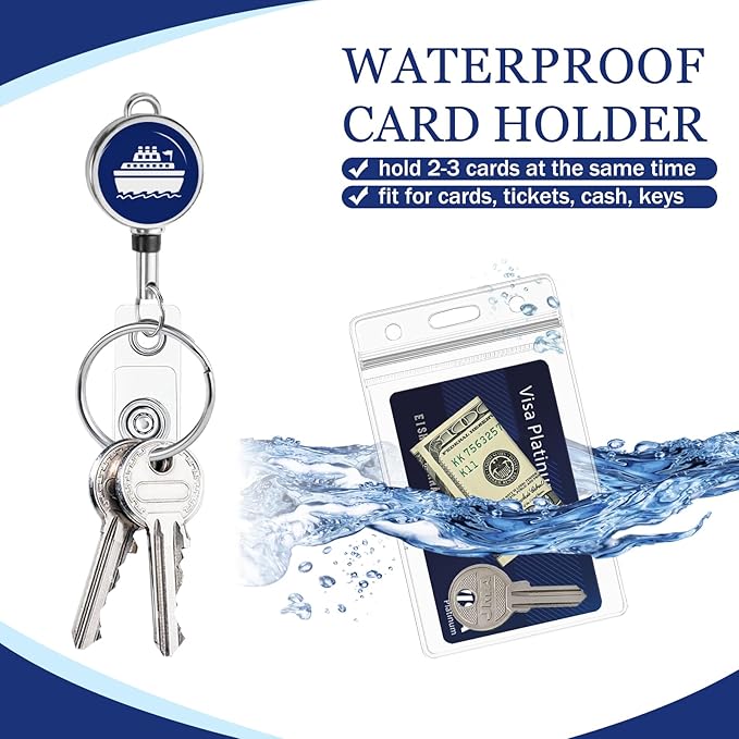 Giancomics Lanyards for Cruise Ships Cards Key, Lanyards with Retractable Badge Reel, Cute Waterproof ID Badge Holder Cruise Essentials Must Haves Zip Card Protector Royal 2 Pack