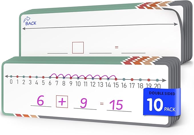 SCRIBBLEDO Dry Erase Number Line for Students 4”x12” Small White Board Dry Erase Sheets Math Manipulatives Number Lines for Classroom Supplies Teacher Pack 10 Sheets