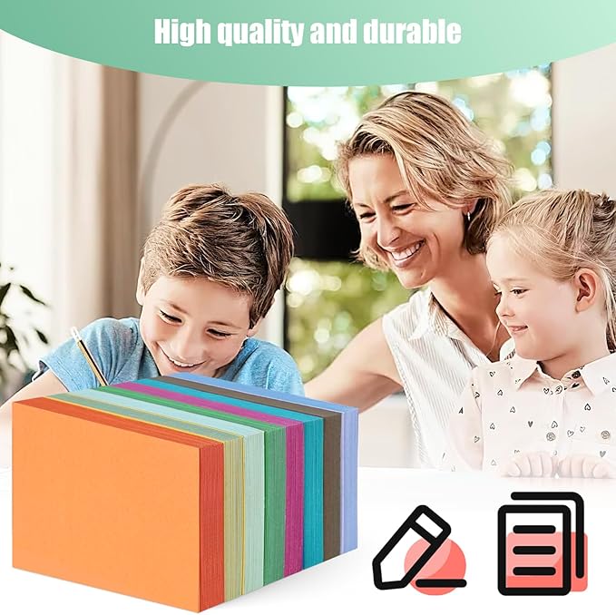 Colored Index Cards 3 x 5 Inch, 200 Pack Blank Flash Cards, 8 Assorted Colors, for School Classroom Supplies, Work Supplies