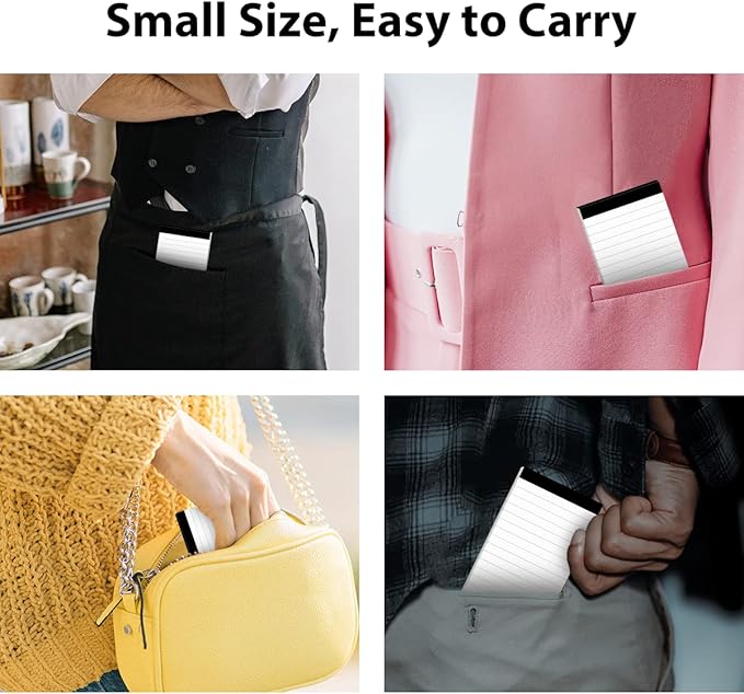 12 Pack Note Pads Refills 3 x 5 Inch Memo Pads Writing Pads, Pocket White Small Notepads Scratch Pads Mini Notebook with 30 Sheets Lined Paper in Each Pad