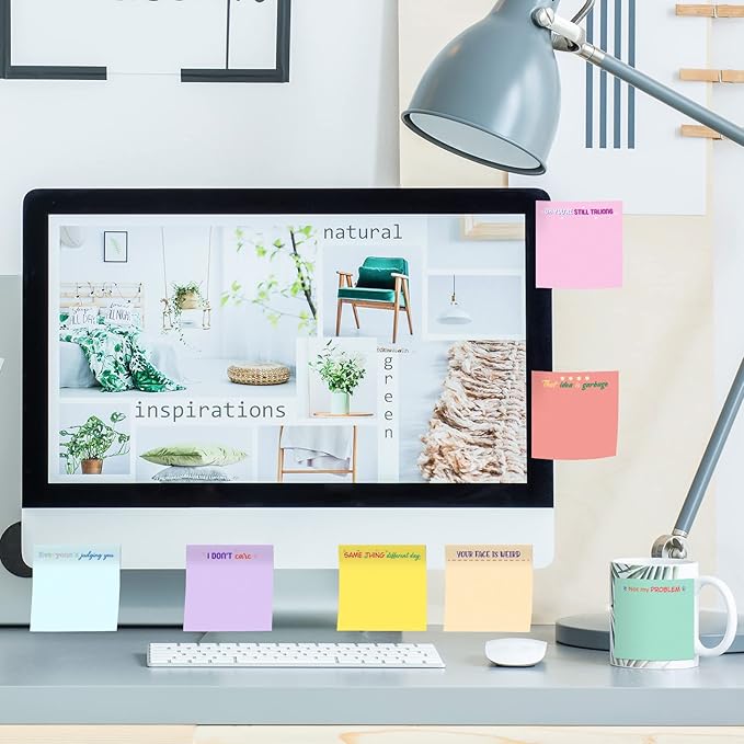 12 Pieces Snarky Office Sticky Notes Funny Note Pads Work Sucks Complaining Quotes Vibrant Negative Passive Office Notepads Adhesive Memo Pad for Colleague Supplies, 3 x 3 Inch(Cute Style)