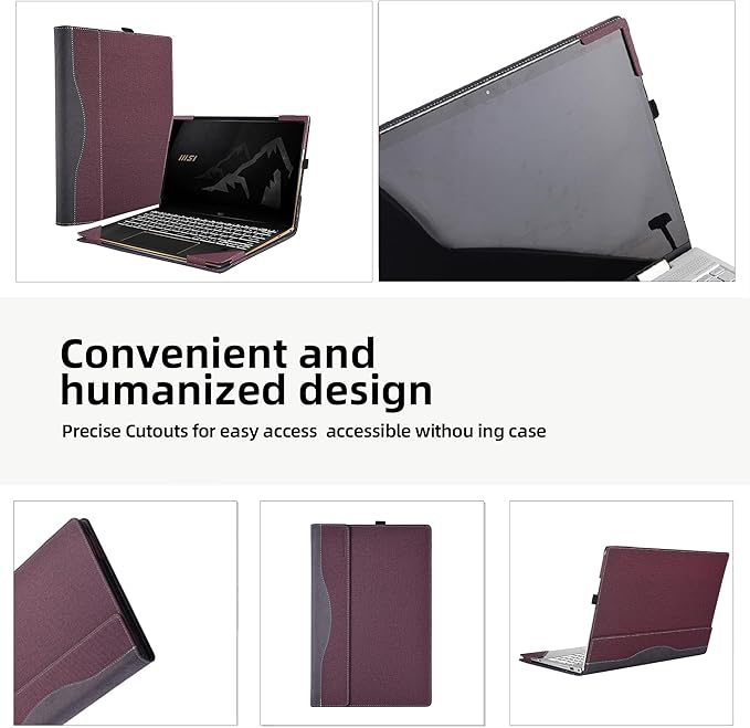 Laptop Cover for MSI Summit E13 Flip Evo Professional Laptop A11MT-022 /Summit E13 Flip Evo A12M / E13 FlipEvo A13MT 13" PU Leather Inside Pocket Cover (Wine red)