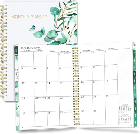 SUNEE 2-Year Monthly Planner 2025-2026 (Jan 2025 - Dec 2026) 7"x10" Monthly Spreads & Yearly Planner, Greenery
