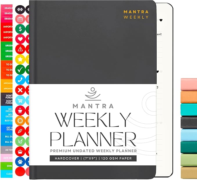 2025 Planner, Daily Journal & Gratitude Journal All-In-One with To Do List, Self Care Prompts & Habit Tracker - 7 x 10 - Black
