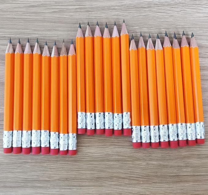 Adhere 25pcs Golf Pencils with Eraser Pre sharpened Hexagon half Wooden Pencils Graphite 2B for Golf Event Scoring,Classroom,Wedding,Company Meetings,Pew, Pocket (Orange)