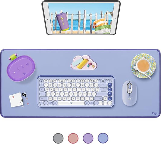 Logitech Desk Mat - Studio Series, Multifunctional Large Desk Pad, Extended Mouse Mat, Office Desk Protector with Anti-Slip Base, Spill-Resistant Durable Design, in Lilac