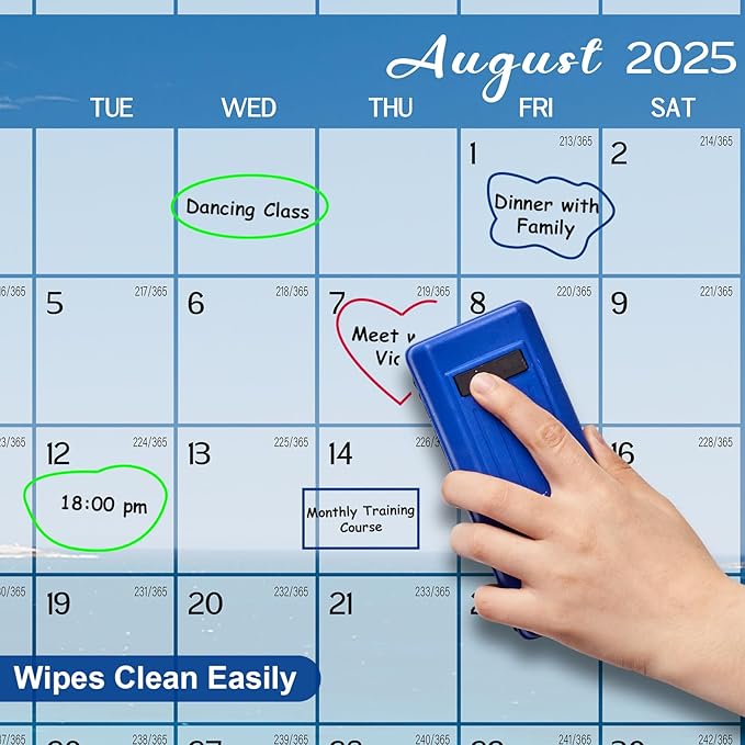 32" x 48" 2025 Wall Calendar Dry Erase - Large Scenery Background Calendar Wet & Dry Erasable Laminated 12 Month Annual Yearly Planner, Reversible, Horizontal/Vertical (2025 Beach Wall Calendar)