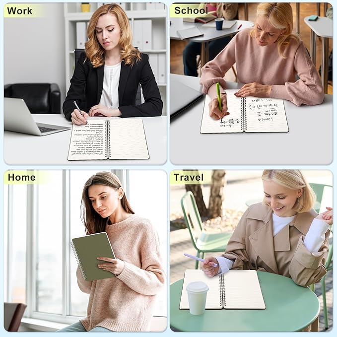 Lined Spiral Journal Notebook, A5 Hardcover Leather Notebook for Work, 5.7''×8.2'', 100GSM Thick Paper Spiral Bound Journaling Notebooks for Women & Men Office School Note Taking Business, Green