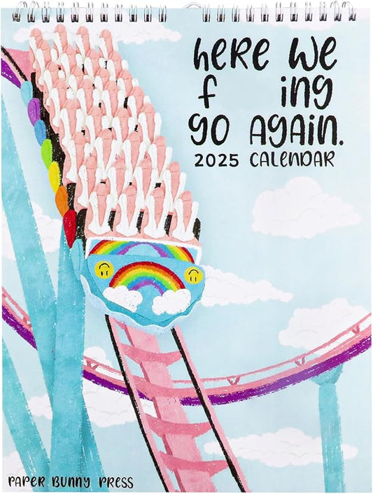 Here We Go Again 2025 Calendar, Fun Here We Go Again Calendar, Hanging Month Hanging Calendar, Match Your Witty Personality, Novelty Planning Wall Calendar Note Pads for Home Office