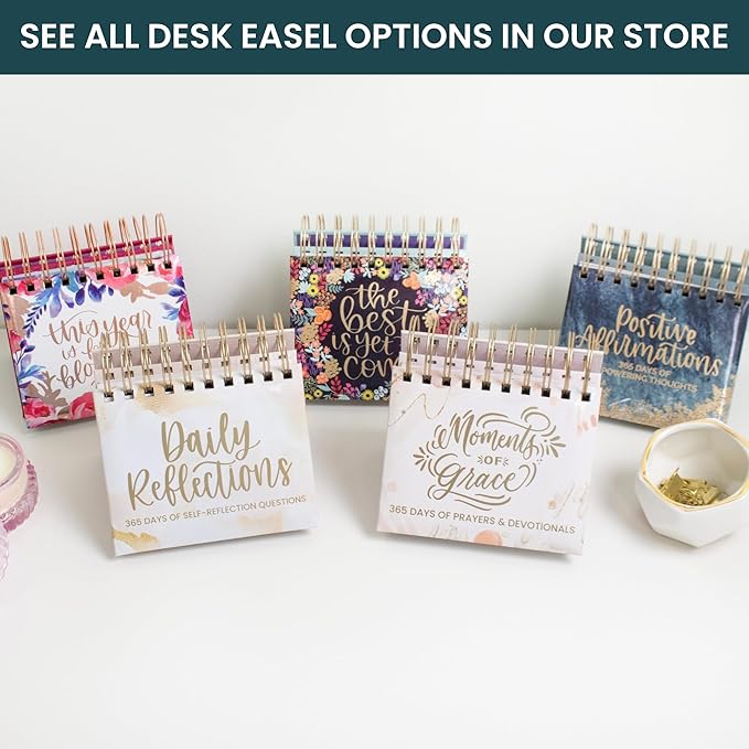 bloom daily planners Undated Perpetual Desk Easel/Inspirational Standing Flip Calendar - Motivational Page a Day - (5.25" x 5.5") - Positive Daily Affirmations