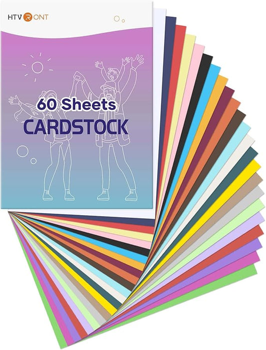 60 Sheets HTVRONT Colored Cardstock Paper - Assorted 23 Colors Cardstock A4 Size 230gsm Thick Cards for Card Making, DIY Craft, Decors and Paper Crafting Printer
