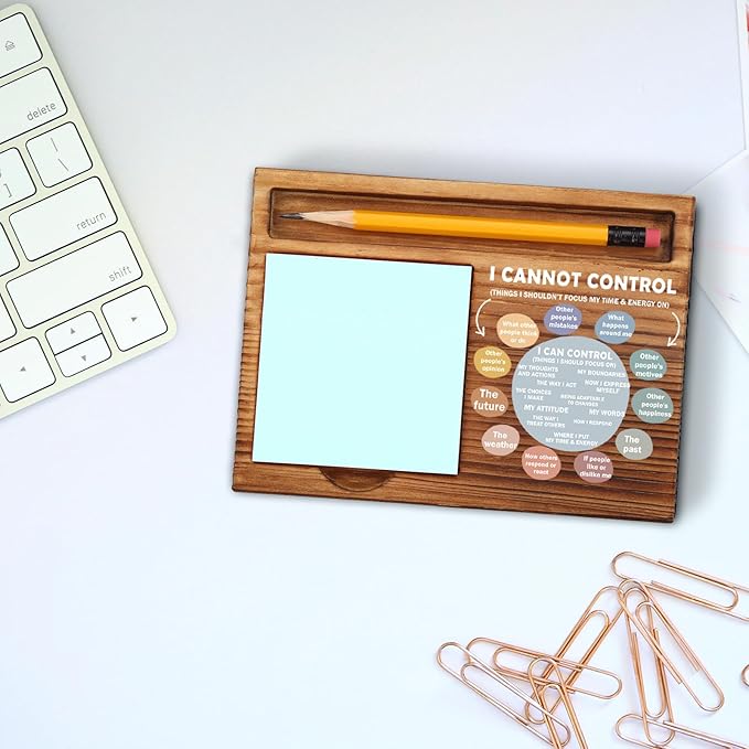 vizuzi Things I Can Control Sticky Note Holder, Gifts for School Psychology, Counselor Office Decor, Mental Health Therapist Gifts CBT DBT Therapy Counseling Anxiety Self-Stick Note Pad Holders ZSS36