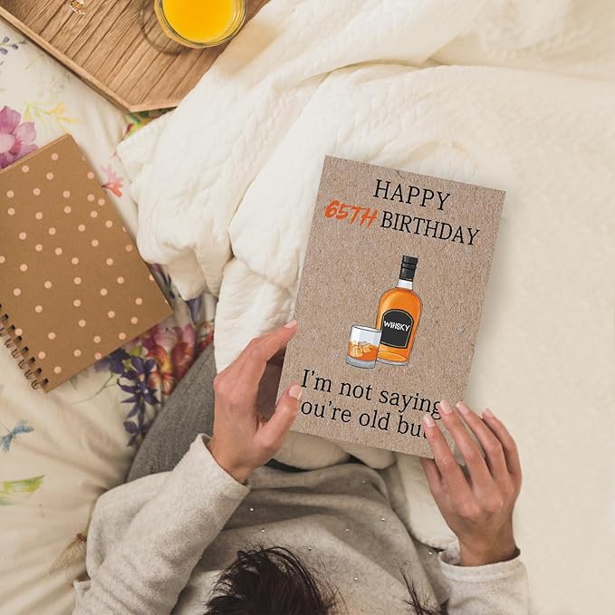 Funny 65th Birthday Gifts for Women Men, 65th Birthday Decorations for Dad Mom, 65 Year Old Bday Card for Man Husband