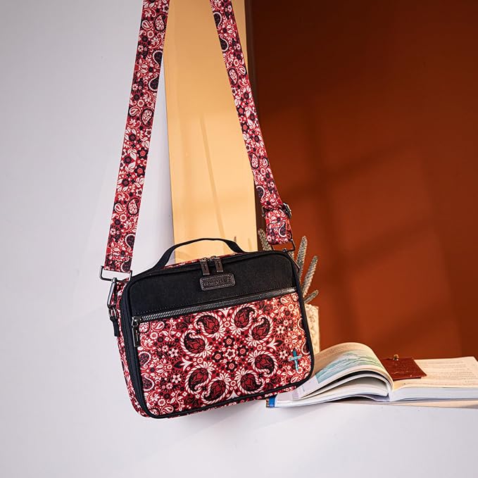 Montana West Bible Book Covers for Women Canves Bible Cases with Zippered Pocket Bible Bags Handheld Crossbody Church Bible Study Supplie