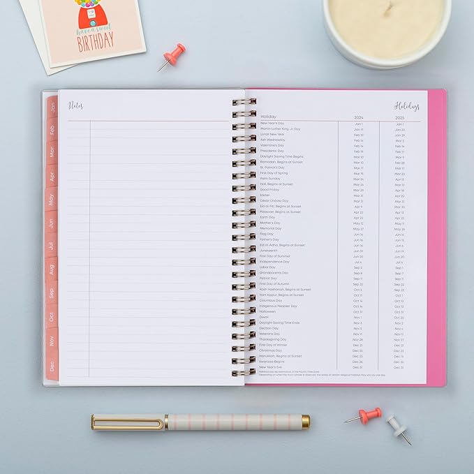 Blue Sky 2024 Weekly and Monthly Planner, January - December, 5" x 8", Frosted Cover, Wirebound, Fly By (140196-24)