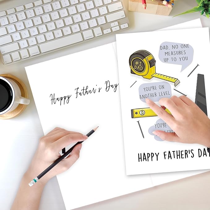 Funny Handyman Father's Day Card for Dad, Unique Fathers Day Card Gift for Men Him, No One Measures up to You