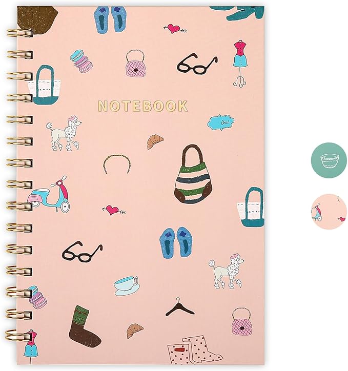 Lined Spiral Notebook College Ruled A5 Journal Book for Note Taking, 160 Pages Writing Journal for Office and Home School Supplies 5.8x8.2 inch - Pink Life