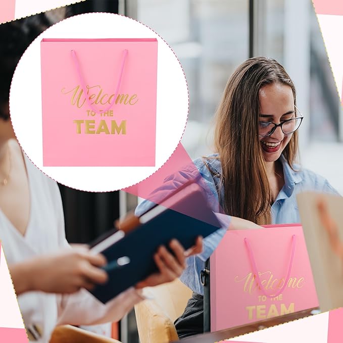 SaieGlossy New Employee Welcome to The Team Gift Sets Notebook and Pen Welcome to The Team Box Employee Appreciation Gift Sets for New Office Worker(Pink)