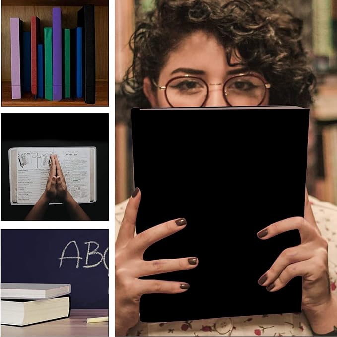 2 Pack Stretchable Jumbo Book Covers, Washable Durable Reusable Book Protector fits Hardcover Textbooks up to 9" X 12" Office Supplies with Free Sticker Labels (Grey + Black)