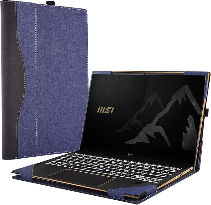 Laptop Cover for MSI Summit E13 Flip Evo Professional Laptop A11MT-022 /Summit E13 Flip Evo A12M / E13 FlipEvo A13MT 13" PU Leather Inside Pocket Cover (Blue)