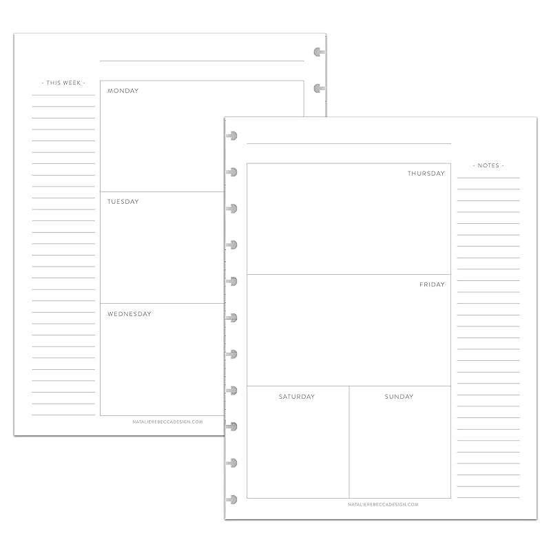 BetterNote Horizontal Undated Calendar Refill Pages for Disc Notebook, fits The Happy Planner, Discbound Levenger Circa, Staples Arc, TUL (Classic- 6 months, 11-Disc, 8.5"x11")