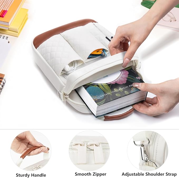 Book Sleeve with Zipper, Book Covers for Book Lovers, Multi-pocket Book Protector Cover with Shoulder Strap,Book Bag for Ipaad, kidle - Back To School Book Accessories