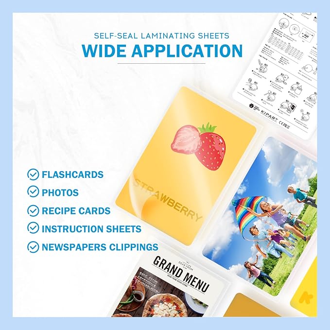 Uinkit Self Sealing Laminating Pouches Self Adhesive Laminating Sheets for Small Bussinesss Cards 2.6x3.9inches 50Pack 10Mil Thick Laminate Sheets Gloss Finish No Machine Need