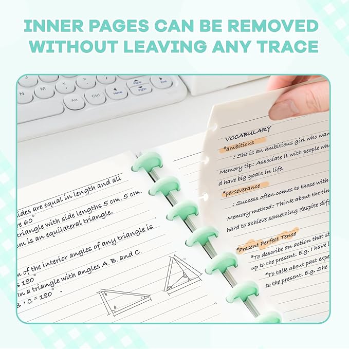 Discbound Notebook, 8-Disc Disbound Planner with Removable Pages, 180 Pages Spiral Notebook, Poly Cover Discbound Planner for Work, Travel, Note Taking(With Index Sticker),Green,A4