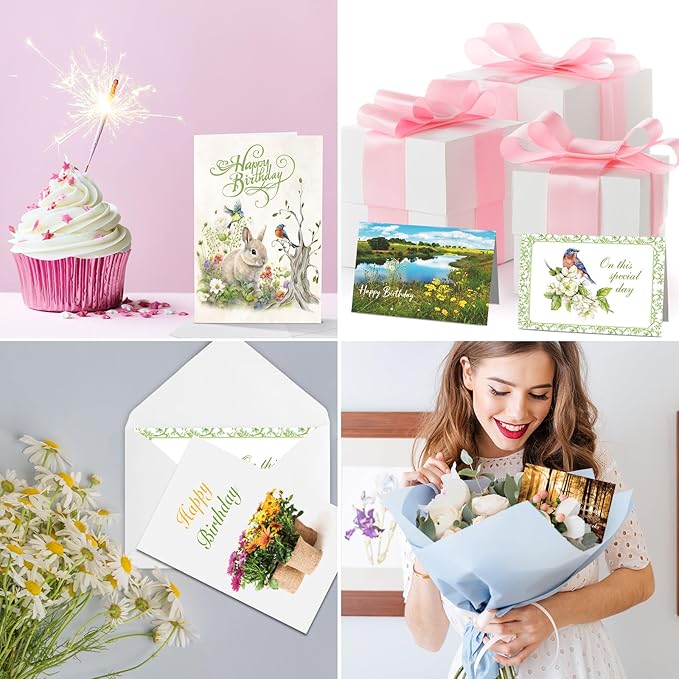 Zhanmai 80 Pack 4 x 6 Inch Religious Christian Birthday Cards Bulk with Scripture Assorted Bible Verse Designs Christian Blessings Birthday Cards with Envelopes (Scenic Style)