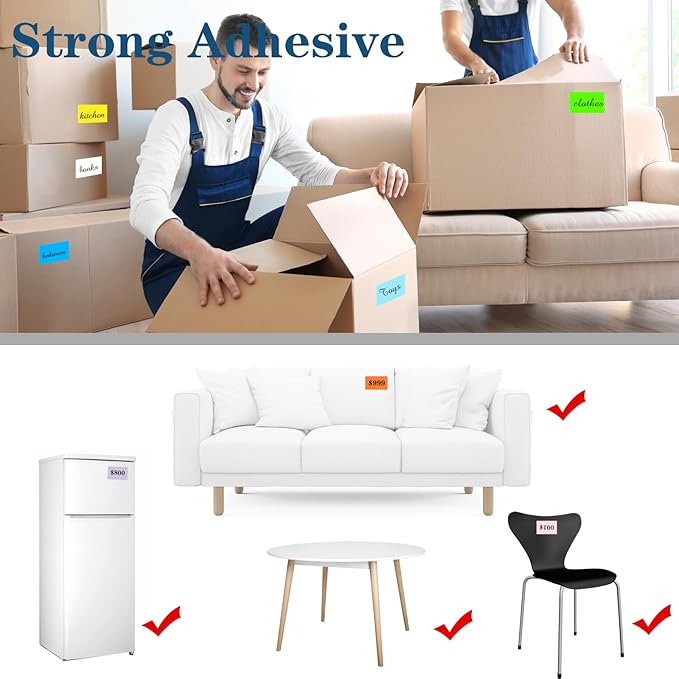 Colored Labels Stickers 3 x 5 Inch, Removable Rectangular Moving Labels, Large Color Coding Labels Moving Stickers- 250 Pack/Orange