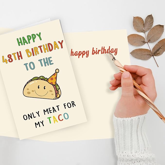Funny 48th Birthday Card Gifts for Men, Happy 48th Birthday Decorations for Husband Him, Taco Gifts for 48 Years Old Bday Man, Cool 48 Mens Bday Ideas