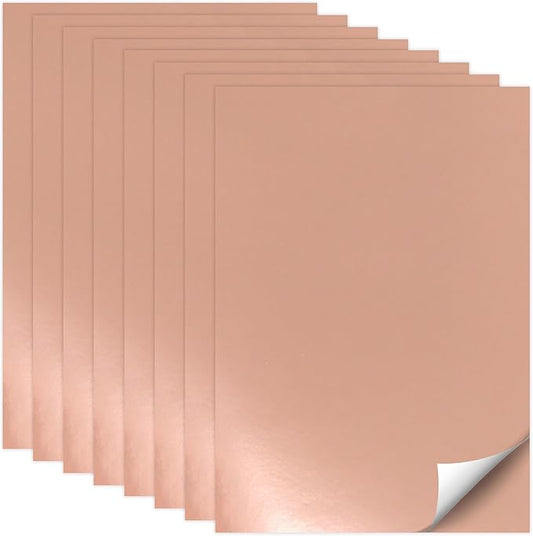 Rose Gold Shimmer Metallic Cardstock Paper - 8.5" x 11" Metallic Paper Square, Golden Foil Mirror Board for Scrapbook, Card Making, Weddings & Birthdays Invitations (20 Sheets Pack, 250gsm) ﻿