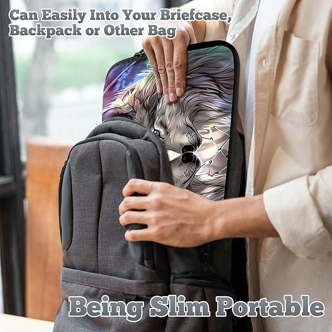 Laptop Sleeve Case Bag 15 inch, Couple Wolf Slim Carrying Case Durable Handbag Travel Laptop Bag for 15 inch MacBook Air M3/M2/15 Pro/Surface Laptop 7/6/5/4/3/ Dell XPS 15 Plus