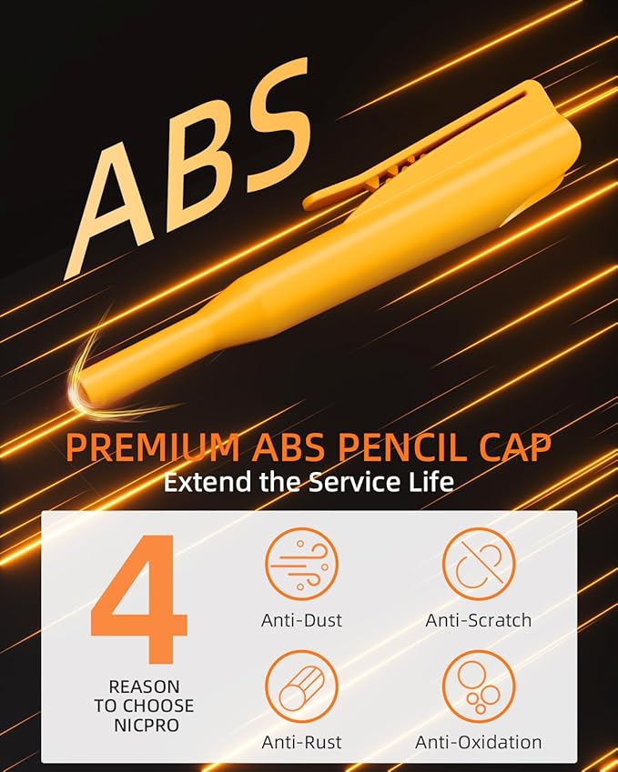 Nicpro 3 Pack Carpenter Pencil with Sharpener & Holder, Mechanical Carpenter Pencils with 39 Refills (Red, Black, Yellow), Heavy Duty Construction Pencils Woodworking Pencils for Contractor, Architect