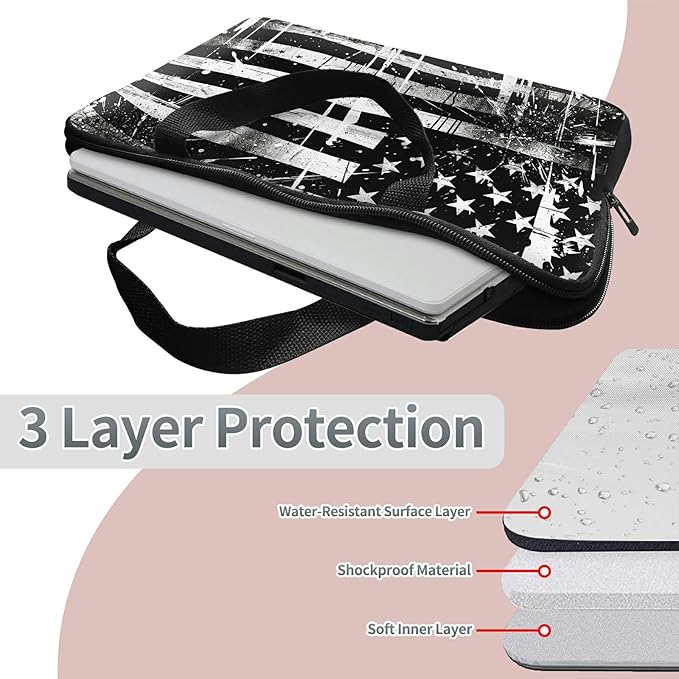 Laptop Sleeve Case Bag 13 inch, Retro Dirty Flag Slim Carrying Case Durable Handbag Travel Laptop Bag for 13 inch MacBook Air M3/M2/Pro M2/ 13" iPad Pro/Air M4/M2 2024