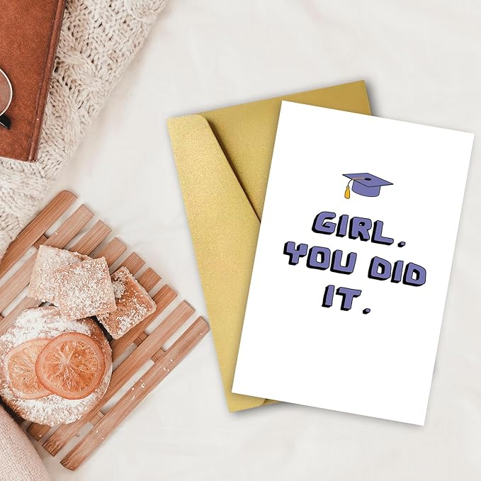 OJsensai Happy Graduation Card for Girls, Great High School Graduation Gifts for Bestie Friend Daughter Sister Niece, You Did It