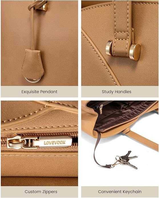 LOVEVOOK Laptop Tote Bag for Women, Work Bags Teacher Tote Bag, Leather Computer Bag Purses Handbag Professional Briefcase