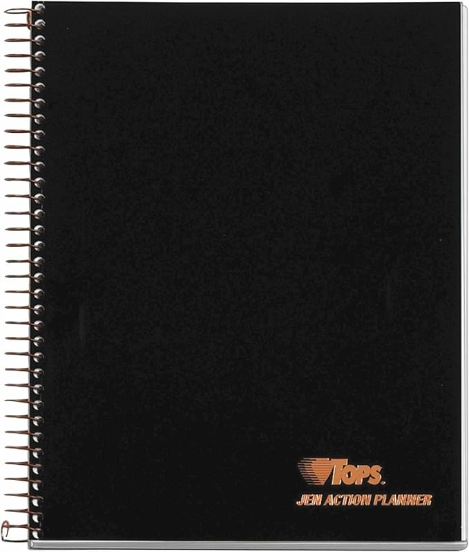 TOPS Products Aion Planner, Side Wirebound, 8-1/2"x6-3/4", 100 Sheets, Black (TOP63828),White