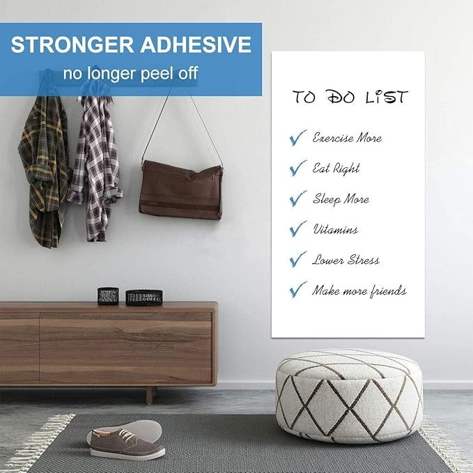 White Board Wallpaper, White Board Roll, Stick on White Boards for Wall, 1.5x11ft Peel and Stick Dry Erase Roll, Stain-Proof, Super Sticky Whiteboard Sticker Wall Decal for Wall/Table/Door, 2 Rolls