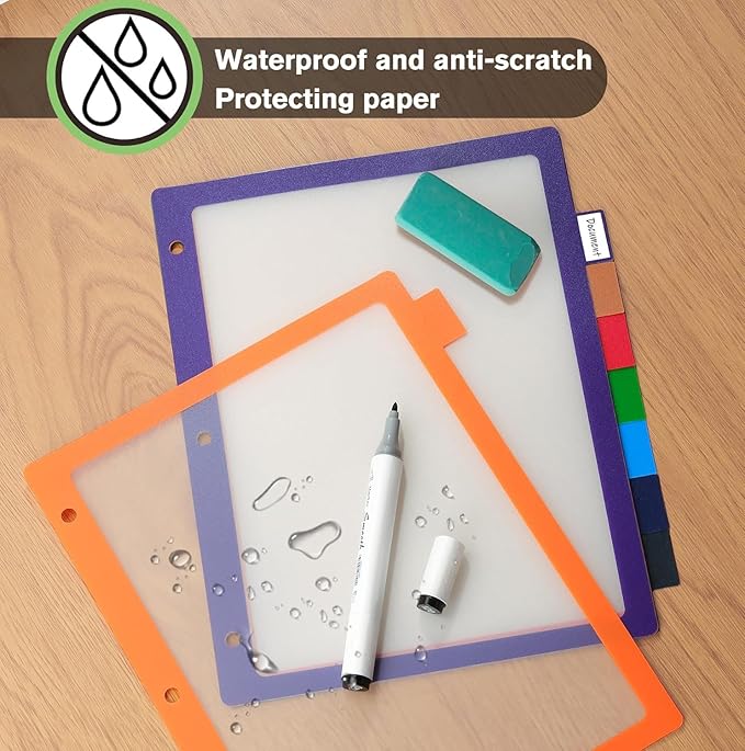 Habgp 96Pcs/12 Set 8 Tab Dividers for 3 Ring Binder, 96 Pcs Clear Color 3 Ring Binder Dividers with Tabs, Page Folder Dividers, Plastic Tabbed File Dividers with Tabs, Three Ring Binder Index Dividers