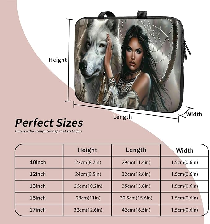 Laptop Sleeve Case Bag 15 inch, White Wolf Slim Carrying Case Durable Handbag Travel Laptop Bag for 15 inch MacBook Air M3/M2/15 Pro/Surface Laptop 7/6/5/4/3/ Dell XPS 15 Plus