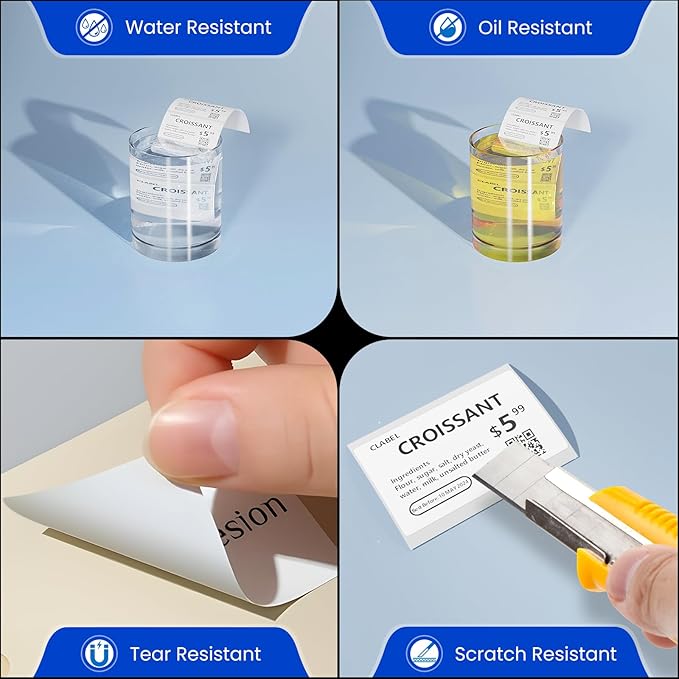 CLABEL 50 x 30mm (1.96'' x 1.18'')-230 Labels/Roll,1 Rolls Multi-Purpose Thermal Stickers Papers Self-Adhesive for Home Business Logo File Jar Gift Sticker Labels (White)