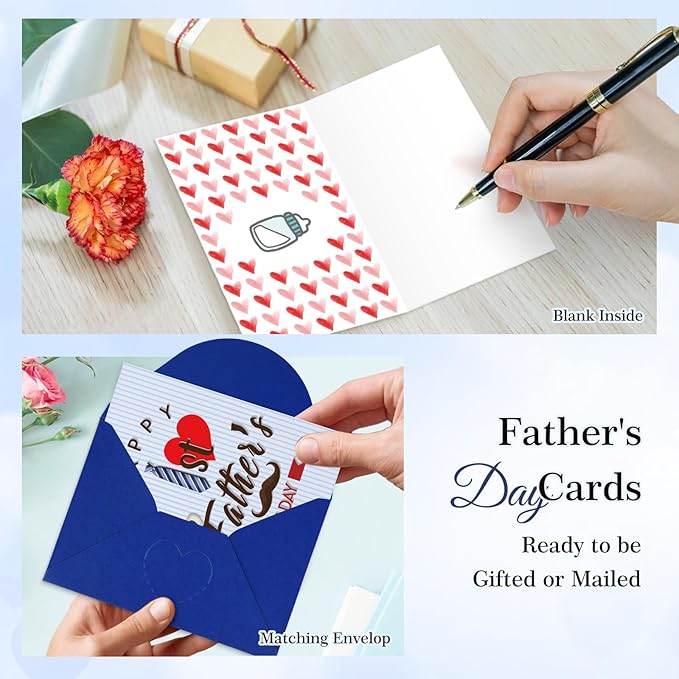 FaCraft Happy 1st Fathers Day Card for New Dad Dad to Be Expecting Fathers, 4 x 6 Happy First Fathers Day Gift Card with Envelope from Wife Daughter Son Baby Boy Girl