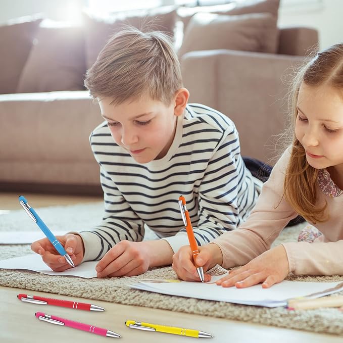 Zonon 12 Pieces Inspirational Pens Bulk Easter Basket Stuffers Motivational Quotes Ballpoint Pens with Stylus Tip Inspirational Gifts for School Office Teachers(Pastel Colors,Classic Style)