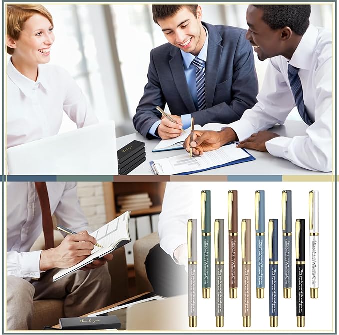 PerKoop 10 Set Thank You Gifts Inspirational Ballpoint Pens with Gift Boxes Bulk Appreciation Party Favors for Employee Coworker Staff Team Friends Office Supplies(Macaron,Proud)