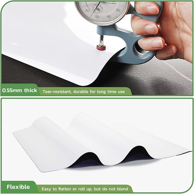 Magnetic Dry Erase Board: Small Fridge Whiteboard, Flexible Refrigerator Magnet White Board, Blank Writing Note Sheet with Kitchen Conversion Chart Magnet, 4 Markers & Eraser - 20 x 13