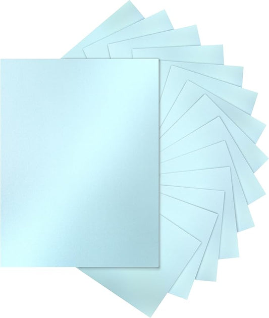 28 Sheets Blue Shimmer Cardstock 8.5 x 11 Premium Paper, 250gsm/92lb Heavyweight Craft Paper Card Stock for Making Cards, Greeting Cards, Office Printing, Scrapbooking, Invitations