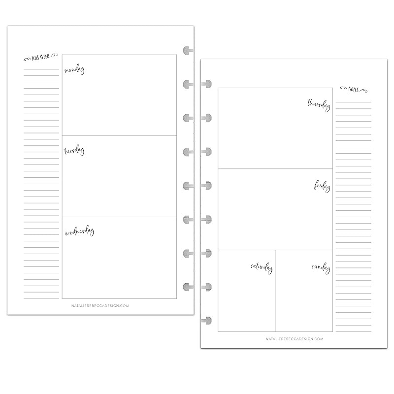 BetterNote Horizontal Undated Calendar Refill Pages for Disc Notebook, fits The Happy Planner, Discbound Levenger Circa, Staples Arc, TUL (Whimsy- 12 months, 8-Disc, 5.5"x8.5")