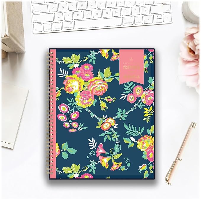 Blue Sky Day Designer for 2023-2024 Academic Year Weekly and Monthly Planner, 8.5' x 11', Flexible Cover, Wirebound, Peyton Navy (107924-A24)